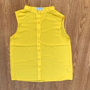 Yellow Cotton On Sleeveless Button Down Blouse